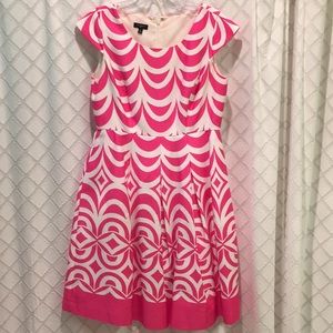 Talbots 60s inspired White Pink dress